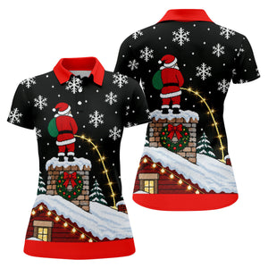 Santa On Chimney Christmas Golf Shirt, Golf Shirts For Women, Womens Golf Clothing - Polo Shirt