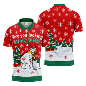 Are You Looking At My Putt Christmas Golf Shirt, Mens Golf Polo, Mens Golf Shirts - Polo Shirt