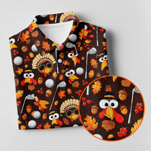 Golf Turkey Pattern Thanksgiving Golf Shirt, Womens Golf Tops, Ladies Golf Shirts
