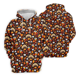 Golf Turkey Pattern Thanksgiving Golf Shirt, Womens Golf Tops, Ladies Golf Shirts