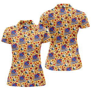 Yellow Football Leaves Thanksgiving Golf Shirt, Ladies Golf Tops, Ladies Golf Apparel
