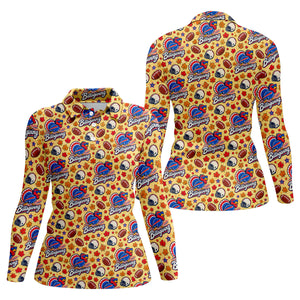 Yellow Football Leaves Thanksgiving Golf Shirt, Ladies Golf Tops, Ladies Golf Apparel