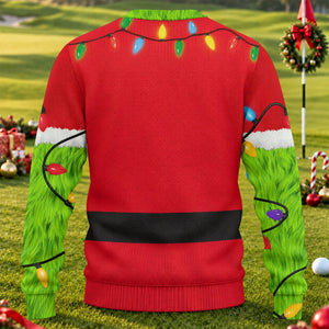 Green Furry Santa Suit Ugly Christmas Sweater, Ugly Sweater Party, Christmas Gifts - View 2
