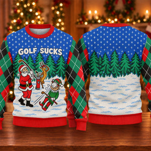 Golf Sucks Santa Ugly Christmas Sweater, Ugly Sweater Party, Funny Christmas Outfit - View 5