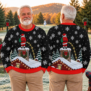 Santa On Chimney Ugly Christmas Sweater, Ugly Sweater Party, Christmas Party Outfit - View 4