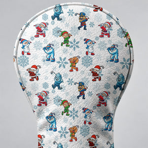 Christmas Characters Golf Pose Pattern Golf Head Cover, Golf Club Covers, Golfer Gift