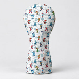 Christmas Characters Golf Pose Pattern Golf Head Cover, Golf Club Covers, Golfer Gift