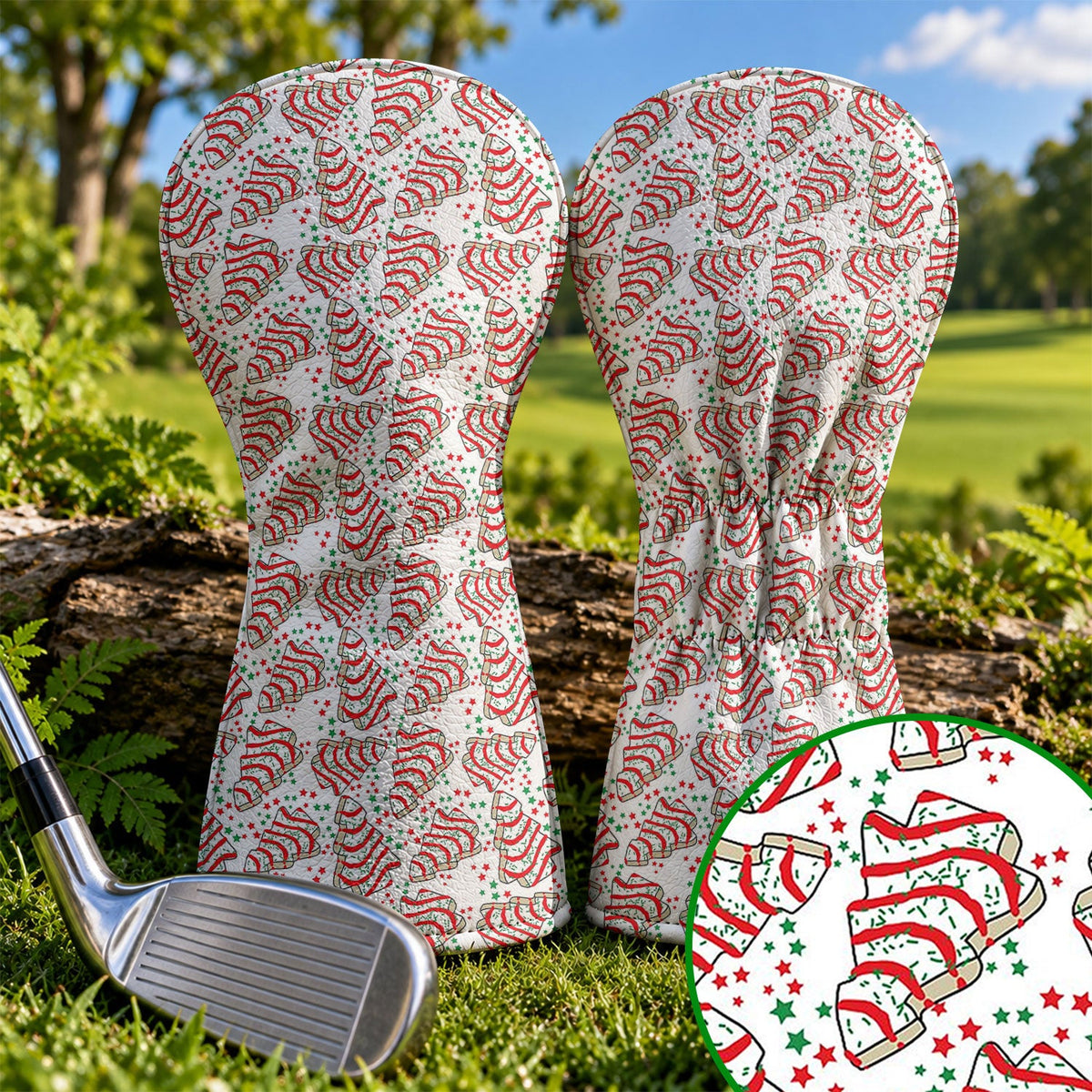Christmas Tree Cakes White And Red Golf Head Cover, Christmas Golf Gift, Gift For Him