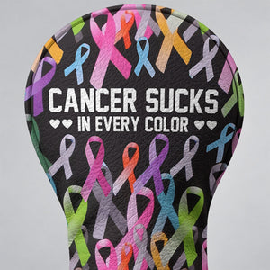 Cancer Sucks In Every Color Black Ribbon Golf Head Cover, Fun Golf Gift, Driver Cover