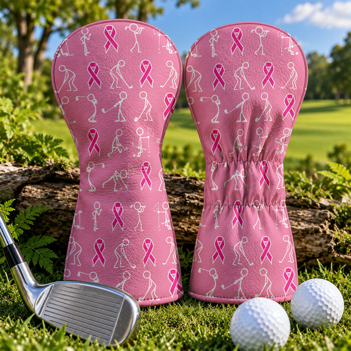 Stick Figure Golfer Breast Cancer Pink Golf Head Cover, Golf Gift Ideas, Gift For Him