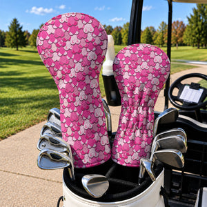 Pink Breast Cancer Ribbon Scale Pattern Golf Headcover, Driver Head Cover, Golf Gift