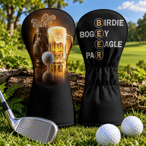 Birdie Bogey Eagle Par Golf And Beer Golf Head Cover, Golf And Beer Gift, Golf Gift