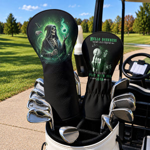 Hello Darkness My Old Friend Skull Golf Head Cover, Golf Gift Ideas, Golf Lover Gift