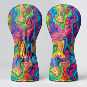Liquid Marble Colorful Print Golf Head Cover, Golf Bag Accessories, Golf Gift For Men