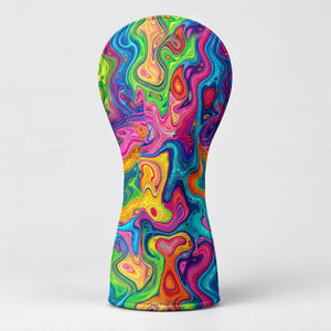 Liquid Marble Colorful Print Golf Head Cover, Golf Bag Accessories, Golf Gift For Men
