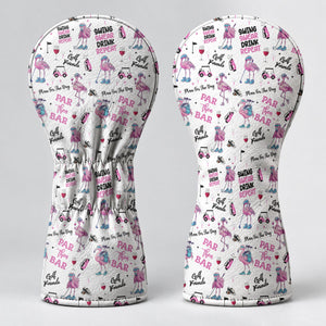 Par Then Bar Flamingo Funny Golf Head Cover, Golf Bag Accessories, Driver Head Cover