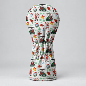 Santa Golf Cart Christmas Pattern Golf Head Cover, Christmas Golf Gift, Driver Cover