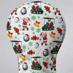 Santa Golf Cart Christmas Pattern Golf Head Cover, Christmas Golf Gift, Driver Cover