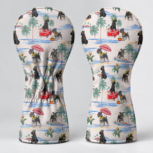 Schnauzer Beach Vacation Tropical Golf Head Cover, Golf Gift Ideas, Golf Gift For Men