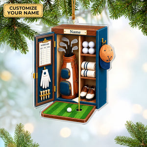Custom Name Golf Locker Acrylic Ornament, Christmas Keepsake, Holiday Tree Decor