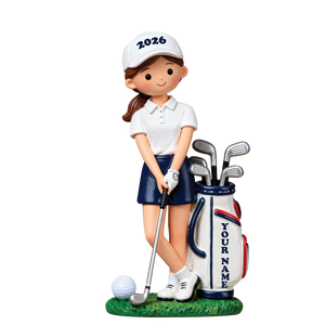 Custom Name Young Girl Golfer Acrylic Ornament, Christmas Ornaments, Golf Gifts
