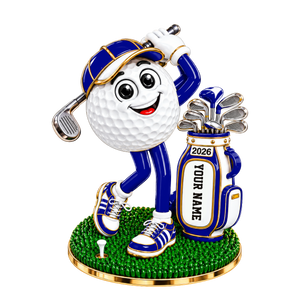Custom Name Blue Golf Ball Mascot Acrylic Ornament, Christmas Gifts, Golfer Gifts
