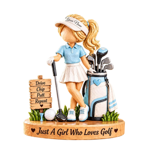 Custom Name Blue Golf Girl Acrylic Ornament, Christmas Tree Decor, Golfer Gifts