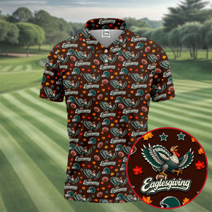 Eaglesgiving Thanksgiving Golf Shirt, Golf Shirts For Men, Funny Mens Golf Shirts