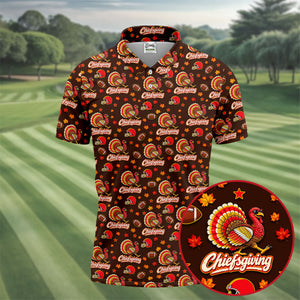 Chiefsgiving Thanksgiving Golf Shirt, Golf Shirts For Men, Funny Mens Golf Shirts