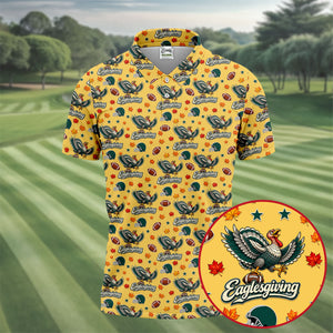 Eaglesgiving Thanksgiving Golf Shirt, Golf Shirts For Men, Mens Holiday Golf Shirts