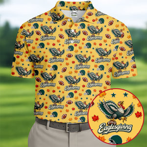 Eaglesgiving Thanksgiving Golf Shirt, Golf Shirts For Men, Mens Holiday Golf Shirts