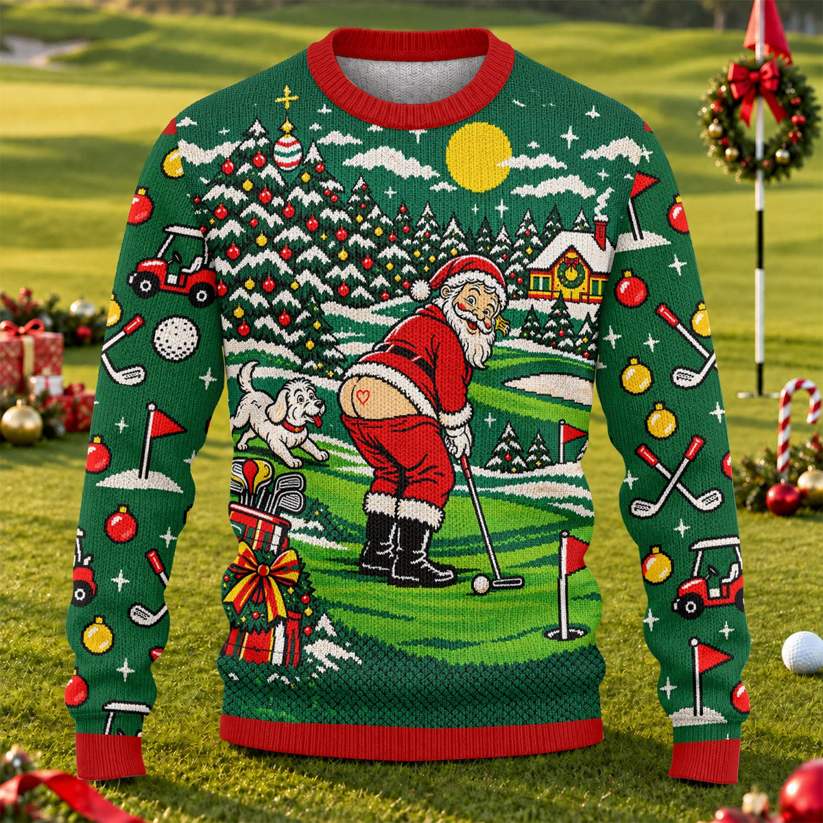 Funny Santa Mooning Dog Ugly Christmas Sweater, Christmas Gifts, Ugly Sweater Party