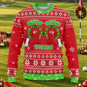 Custom Name Merry Titmas Ugly Christmas Sweater, Christmas Golf Gift, Christmas Gifts
