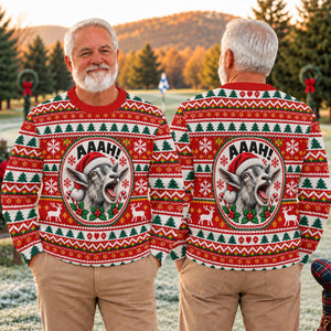 Funny Screaming Goat Ugly Christmas Sweater, Christmas Gifts, Funny Holiday Sweater