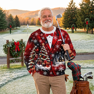 Tuxedo Tree Snowflakes Ugly Christmas Sweater, Funny Xmas Gift, Holiday Party Sweater