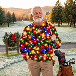 Multicolor Sparkling Lights Ugly Christmas Sweater, Golf Lover Gifts, Funny Xmas Gift