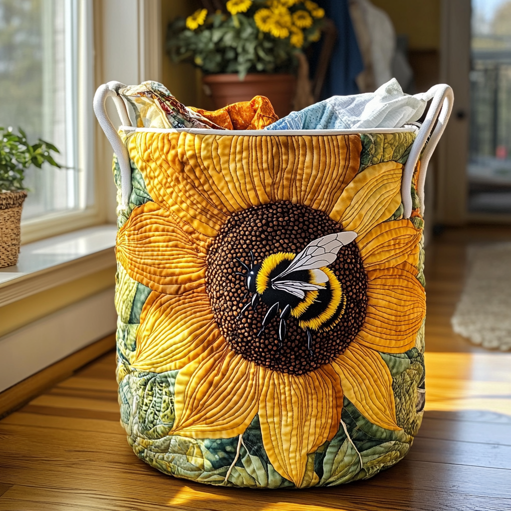 Bee Sunflower Laundry Basket Laundry Gifts, Housewarming Gift Ideas, Mother's Day Gifts
