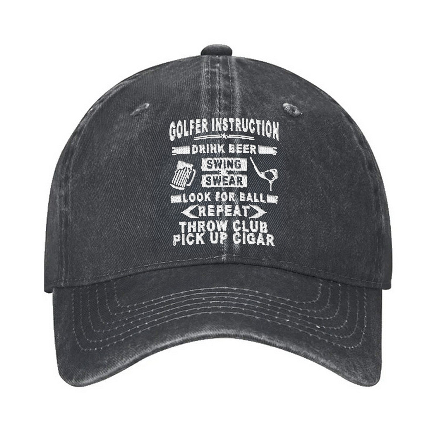 Golfer Instruction Look For Ball Embroidered Baseball Cap, Dad Golf Gift
