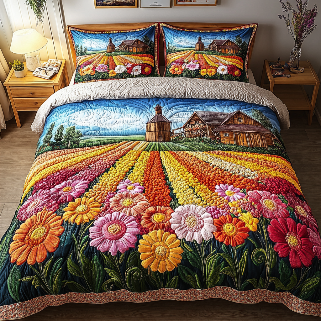 Blooming Beauty Quilted Bedding Set Fall Quilt Sets Nature Lover Gift Fall Decor Gift