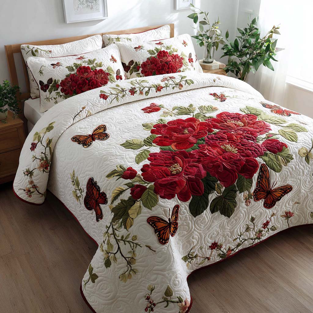 Blossom Dream 3-Piece Quilted Bedding Set Bedspread Set Nature Lover Gift Fall Decor Gift