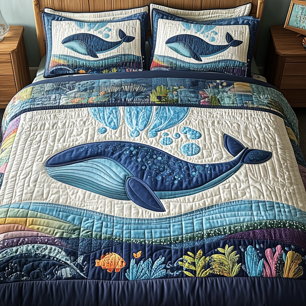 Blue Majesty 3-Piece Quilted Bedding Set Fall Quilt Sets New Home Gift