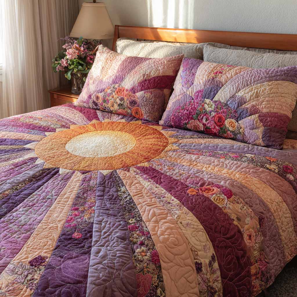 Blush Aurora Quilted Bedding Set Fall Quilt Sets Housewarming Gift