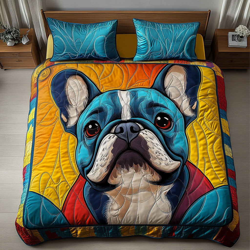 Bold Blue Buddy Quilted Bedding Set Bedspread Set Thanksgiving Gift