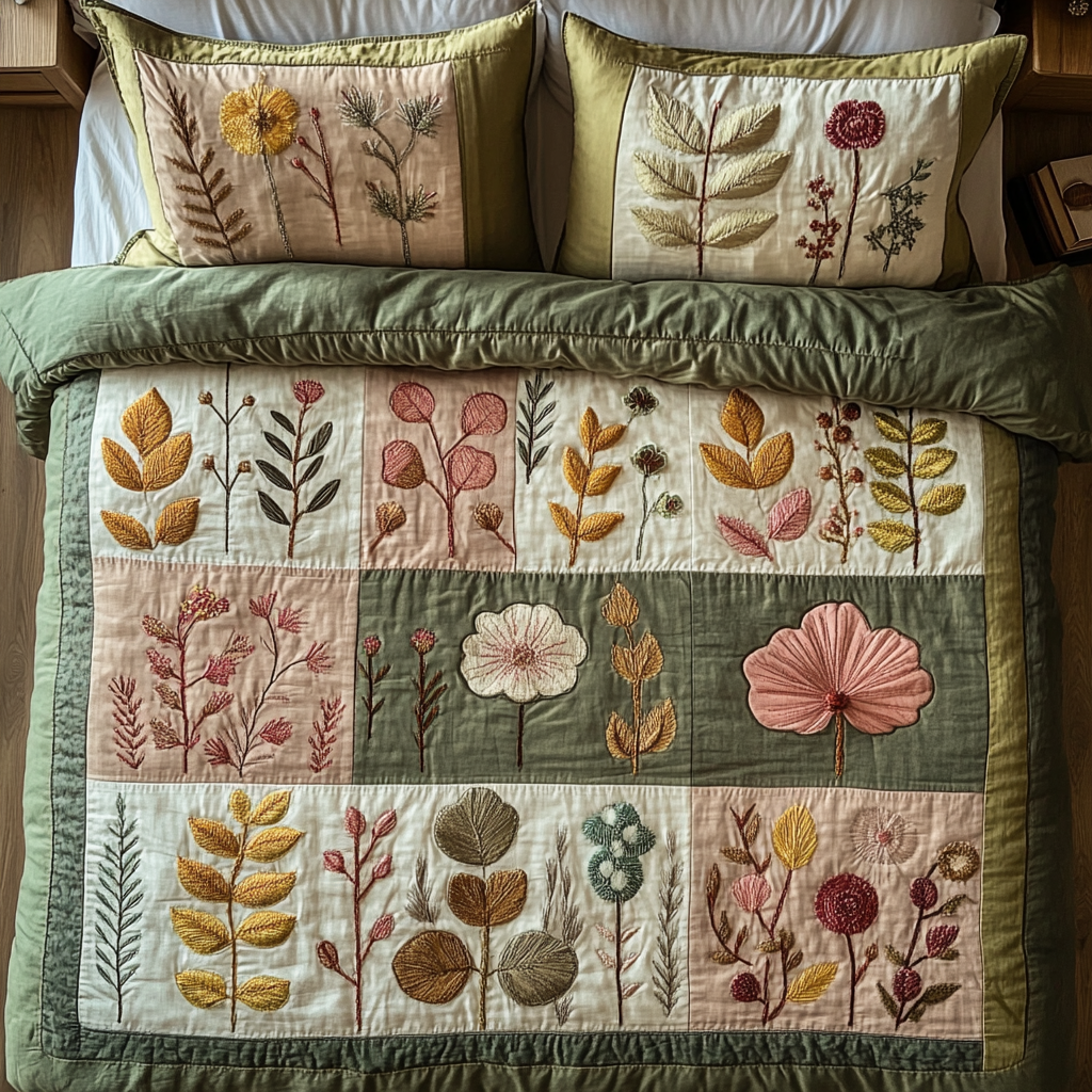 Botanical Dream Quilted Bedding Set Bedspread Set Thanksgiving Gift