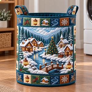 Snowy Cabin Christmas Gifts Laundry Basket - laundry basket