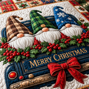 Christmas Gnomes Truck Quilted Bedding Set - quilted bedding set front view