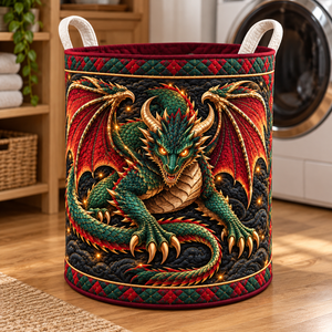 Emerald Dragon Christmas Gifts Laundry Basket - quilted laundry hamper in room