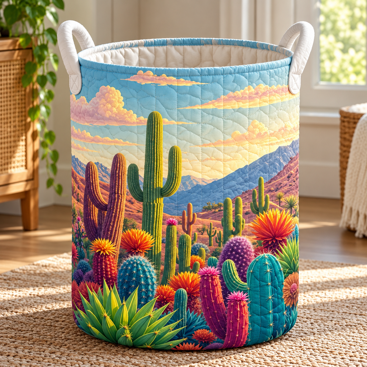 Pastel Cactus Christmas Gifts laundry basket