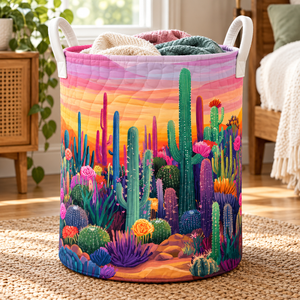 Pink Sunset Cactus Christmas Gifts laundry basket
