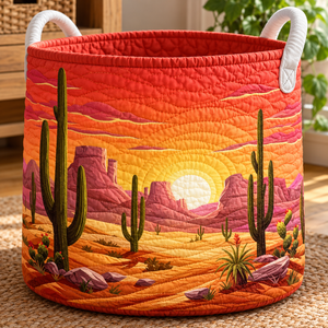 Orange Sunset Saguaro Christmas Gifts laundry basket close-up